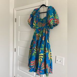 Farm Rio printed puff sleeve midi dress